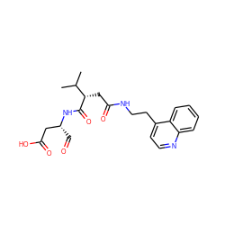 CC(C)[C@H](CC(=O)NCCc1ccnc2ccccc12)C(=O)N[C@H](C=O)CC(=O)O ZINC000058591934