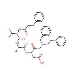 CC(C)[C@H](NC(=O)CCc1ccccc1)C(=O)N[C@@H](C)C(=O)N[C@@H](CC(=O)O)C(=O)CN(CCc1ccccc1)Cc1ccccc1 ZINC000029570050