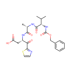 CC(C)[C@H](NC(=O)OCc1ccccc1)C(=O)N[C@@H](C)C(=O)N[C@@H](CC(=O)O)C(=O)c1nccs1 ZINC000026997170