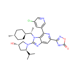 CC(C)[C@H]1C[C@H](O)CN1c1nc2cc(-c3noc(=O)[nH]3)nc(-c3cncc(Cl)c3)c2n1[C@@H](C)[C@H]1CC[C@H](C)CC1 ZINC001772657491