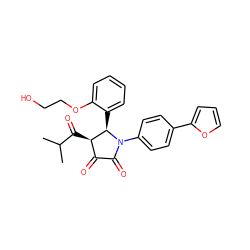 CC(C)C(=O)[C@@H]1C(=O)C(=O)N(c2ccc(-c3ccco3)cc2)[C@@H]1c1ccccc1OCCO ZINC000169695446