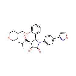 CC(C)C(=O)[C@@H]1C(=O)C(=O)N(c2ccc(-c3ccon3)cc2)[C@@H]1c1ccccc1OCC1CCOCC1 ZINC000169696744