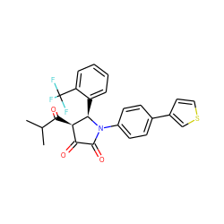 CC(C)C(=O)[C@@H]1C(=O)C(=O)N(c2ccc(-c3ccsc3)cc2)[C@@H]1c1ccccc1C(F)(F)F ZINC000169695704