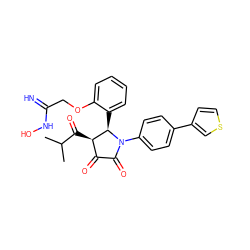 CC(C)C(=O)[C@@H]1C(=O)C(=O)N(c2ccc(-c3ccsc3)cc2)[C@@H]1c1ccccc1OCC(=N)NO ZINC000169695431