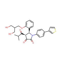 CC(C)C(=O)[C@@H]1C(=O)C(=O)N(c2ccc(-c3ccsc3)cc2)[C@@H]1c1ccccc1OCC(CO)CO ZINC000169696246
