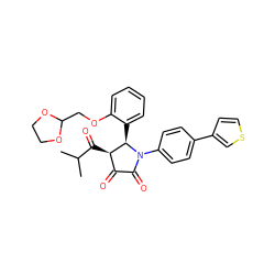 CC(C)C(=O)[C@@H]1C(=O)C(=O)N(c2ccc(-c3ccsc3)cc2)[C@@H]1c1ccccc1OCC1OCCO1 ZINC000169696603