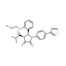 CC(C)C(=O)[C@@H]1C(=O)C(=O)N(c2ccc(-c3ccsc3)cc2)[C@@H]1c1ccccc1OCCO ZINC000169695243