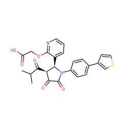 CC(C)C(=O)[C@@H]1C(=O)C(=O)N(c2ccc(-c3ccsc3)cc2)[C@@H]1c1cccnc1OCC(=O)O ZINC000169695363