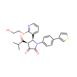 CC(C)C(=O)[C@@H]1C(=O)C(=O)N(c2ccc(-c3ccsc3)cc2)[C@@H]1c1cccnc1OCCO ZINC000169695295