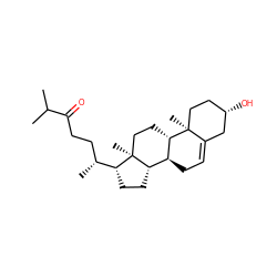 CC(C)C(=O)CC[C@@H](C)[C@H]1CC[C@H]2[C@@H]3CC=C4C[C@@H](O)CC[C@]4(C)[C@H]3CC[C@@]21C ZINC000013862270