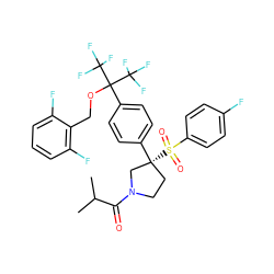 CC(C)C(=O)N1CC[C@@](c2ccc(C(OCc3c(F)cccc3F)(C(F)(F)F)C(F)(F)F)cc2)(S(=O)(=O)c2ccc(F)cc2)C1 ZINC001772643744