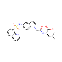CC(C)C[C@@H](NC(=O)Cn1ccc2cc(NS(=O)(=O)c3cccc4cccnc34)ccc21)C(=O)O ZINC000040974808