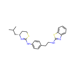 CC(C)C[C@@H]1CCSC(Nc2ccc(CCNc3nc4ccccc4s3)cc2)=N1 ZINC000038216332