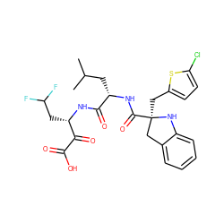 CC(C)C[C@H](NC(=O)[C@]1(Cc2ccc(Cl)s2)Cc2ccccc2N1)C(=O)N[C@@H](CC(F)F)C(=O)C(=O)O ZINC000036270419