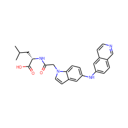 CC(C)C[C@H](NC(=O)Cn1ccc2cc(Nc3ccc4cnccc4c3)ccc21)C(=O)O ZINC000299835296