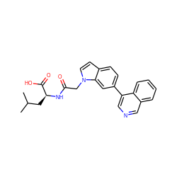 CC(C)C[C@H](NC(=O)Cn1ccc2ccc(-c3cncc4ccccc34)cc21)C(=O)O ZINC000299831698