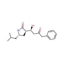 CC(C)C[C@H]1C[C@H]([C@@H](O)CC(=O)Cc2ccccc2)C(=O)N1 ZINC000040394465
