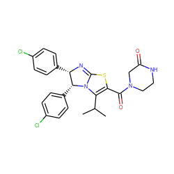 CC(C)C1=C(C(=O)N2CCNC(=O)C2)SC2=N[C@@H](c3ccc(Cl)cc3)[C@@H](c3ccc(Cl)cc3)N21 ZINC000088343947