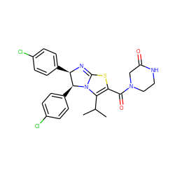 CC(C)C1=C(C(=O)N2CCNC(=O)C2)SC2=N[C@H](c3ccc(Cl)cc3)[C@H](c3ccc(Cl)cc3)N21 ZINC000088343944