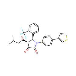 CC(C)CC(=O)[C@@H]1C(=O)C(=O)N(c2ccc(-c3ccsc3)cc2)[C@@H]1c1ccccc1C(F)(F)F ZINC000169695676