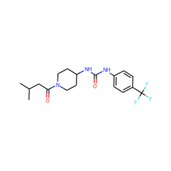 CC(C)CC(=O)N1CCC(NC(=O)Nc2ccc(C(F)(F)F)cc2)CC1 ZINC000138782728