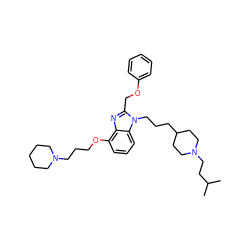 CC(C)CCN1CCC(CCCn2c(COc3ccccc3)nc3c(OCCCN4CCCCC4)cccc32)CC1 ZINC000027730097