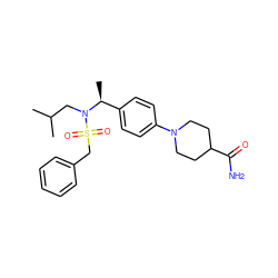 CC(C)CN([C@@H](C)c1ccc(N2CCC(C(N)=O)CC2)cc1)S(=O)(=O)Cc1ccccc1 ZINC000147264552