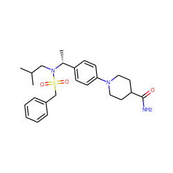 CC(C)CN([C@H](C)c1ccc(N2CCC(C(N)=O)CC2)cc1)S(=O)(=O)Cc1ccccc1 ZINC000147265011