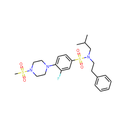 CC(C)CN(CCc1ccccc1)S(=O)(=O)c1ccc(N2CCN(S(C)(=O)=O)CC2)c(F)c1 ZINC000299830943
