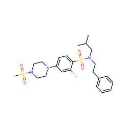 CC(C)CN(CCc1ccccc1)S(=O)(=O)c1ccc(N2CCN(S(C)(=O)=O)CC2)cc1F ZINC000299819138