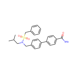 CC(C)CN(Cc1ccc(-c2ccc(C(N)=O)cc2)cc1)S(=O)(=O)Cc1ccccc1 ZINC000148814311