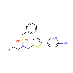 CC(C)CN(Cc1ccc(-c2ccc(N)nc2)s1)S(=O)(=O)Cc1ccccc1 ZINC000148826965