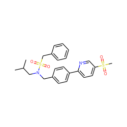 CC(C)CN(Cc1ccc(-c2ccc(S(C)(=O)=O)cn2)cc1)S(=O)(=O)Cc1ccccc1 ZINC000169341944