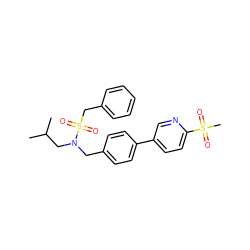 CC(C)CN(Cc1ccc(-c2ccc(S(C)(=O)=O)nc2)cc1)S(=O)(=O)Cc1ccccc1 ZINC000169341943