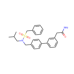 CC(C)CN(Cc1ccc(-c2cccc(CC(N)=O)c2)cc1)S(=O)(=O)Cc1ccccc1 ZINC000148828375