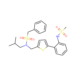 CC(C)CN(Cc1ccc(-c2ccccc2NS(C)(=O)=O)s1)S(=O)(=O)Cc1ccccc1 ZINC000148816824