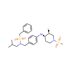 CC(C)CN(Cc1ccc(N[C@@H]2CCN(S(C)(=O)=O)C[C@@H]2F)cc1)S(=O)(=O)Cc1ccccc1 ZINC000147291555