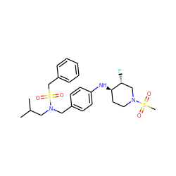 CC(C)CN(Cc1ccc(N[C@@H]2CCN(S(C)(=O)=O)C[C@H]2F)cc1)S(=O)(=O)Cc1ccccc1 ZINC000147292285