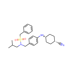 CC(C)CN(Cc1ccc(N[C@H]2CC[C@@H](C#N)CC2)cc1)S(=O)(=O)Cc1ccccc1 ZINC001772600671