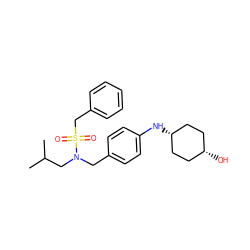 CC(C)CN(Cc1ccc(N[C@H]2CC[C@@H](O)CC2)cc1)S(=O)(=O)Cc1ccccc1 ZINC000147293414