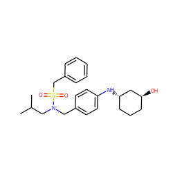 CC(C)CN(Cc1ccc(N[C@H]2CCC[C@H](O)C2)cc1)S(=O)(=O)Cc1ccccc1 ZINC000147269810