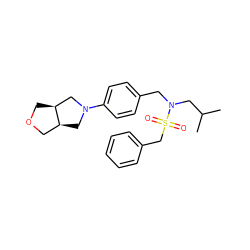 CC(C)CN(Cc1ccc(N2C[C@H]3COC[C@H]3C2)cc1)S(=O)(=O)Cc1ccccc1 ZINC000147291817