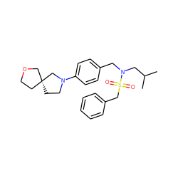 CC(C)CN(Cc1ccc(N2CC[C@@]3(CCOC3)C2)cc1)S(=O)(=O)Cc1ccccc1 ZINC000147268380