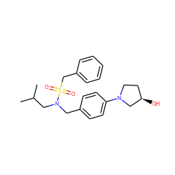 CC(C)CN(Cc1ccc(N2CC[C@@H](O)C2)cc1)S(=O)(=O)Cc1ccccc1 ZINC000147268097