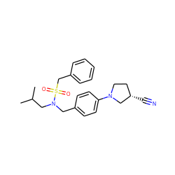 CC(C)CN(Cc1ccc(N2CC[C@H](C#N)C2)cc1)S(=O)(=O)Cc1ccccc1 ZINC000147267170