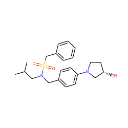 CC(C)CN(Cc1ccc(N2CC[C@H](O)C2)cc1)S(=O)(=O)Cc1ccccc1 ZINC000147267424