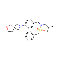 CC(C)CN(Cc1ccc(N2CC3(CCOC3)C2)cc1)S(=O)(=O)Cc1ccccc1 ZINC000147291357