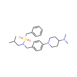 CC(C)CN(Cc1ccc(N2CCC(N(C)C)CC2)cc1)S(=O)(=O)Cc1ccccc1 ZINC000224297890