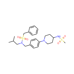 CC(C)CN(Cc1ccc(N2CCC(NS(C)(=O)=O)CC2)cc1)S(=O)(=O)Cc1ccccc1 ZINC000224309540
