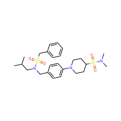 CC(C)CN(Cc1ccc(N2CCC(S(=O)(=O)N(C)C)CC2)cc1)S(=O)(=O)Cc1ccccc1 ZINC000147282715